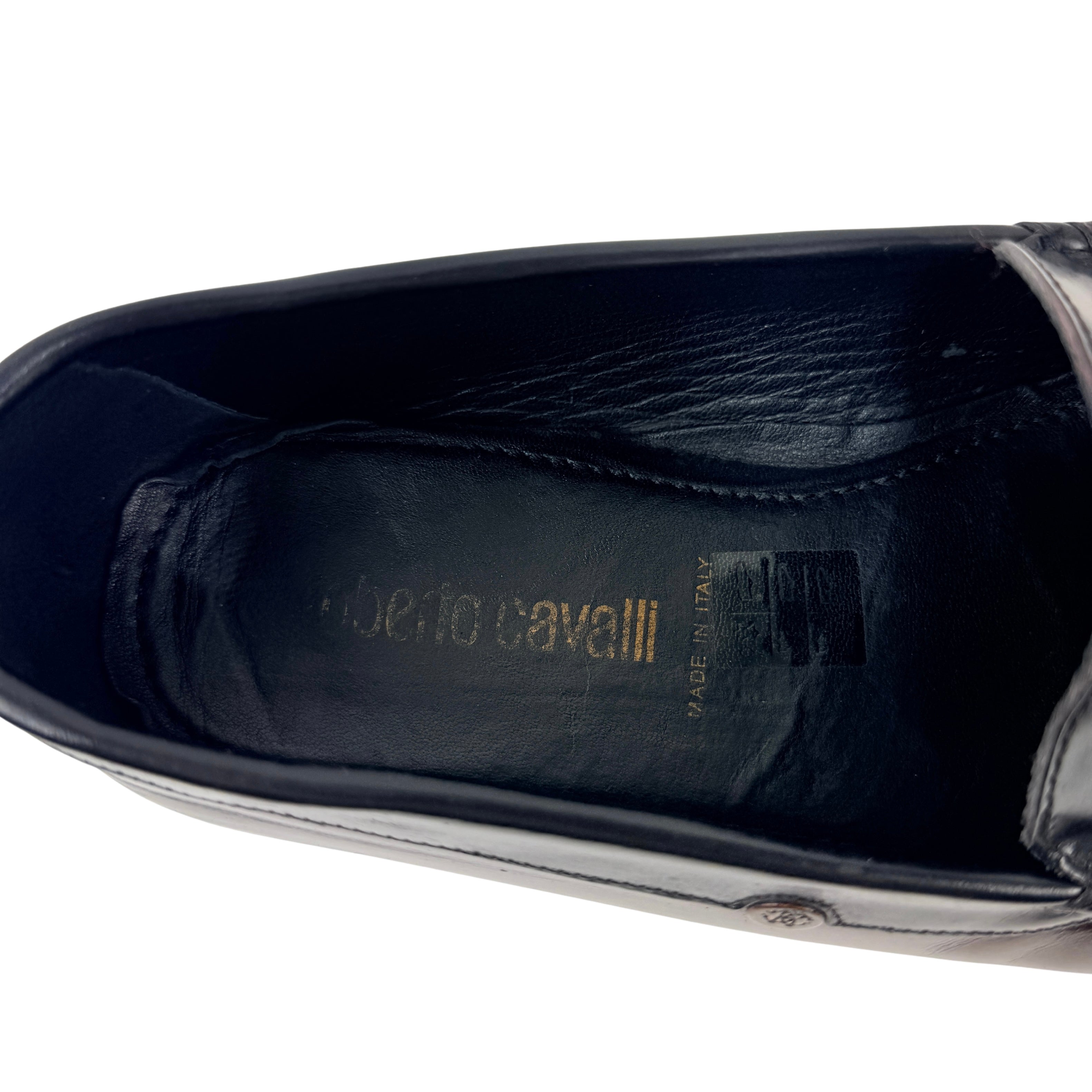 ROBERTO CAVALLI Rc Monogram Patent Leather Moccasins/Loafers/Driving (Size 45)