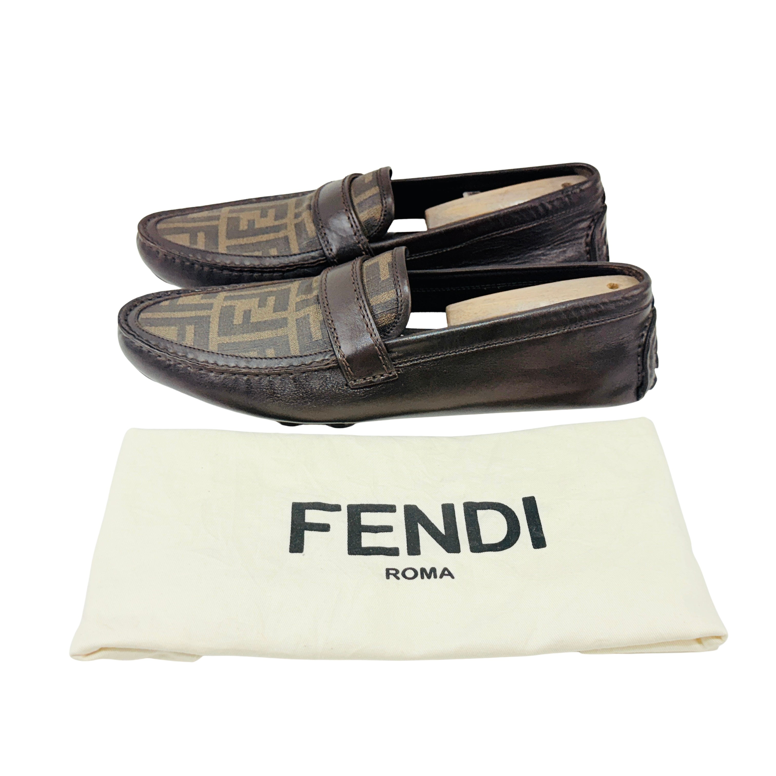 FENDI Zucca-FF Monogram Loafers/Moccasins/Drving (Size 42)