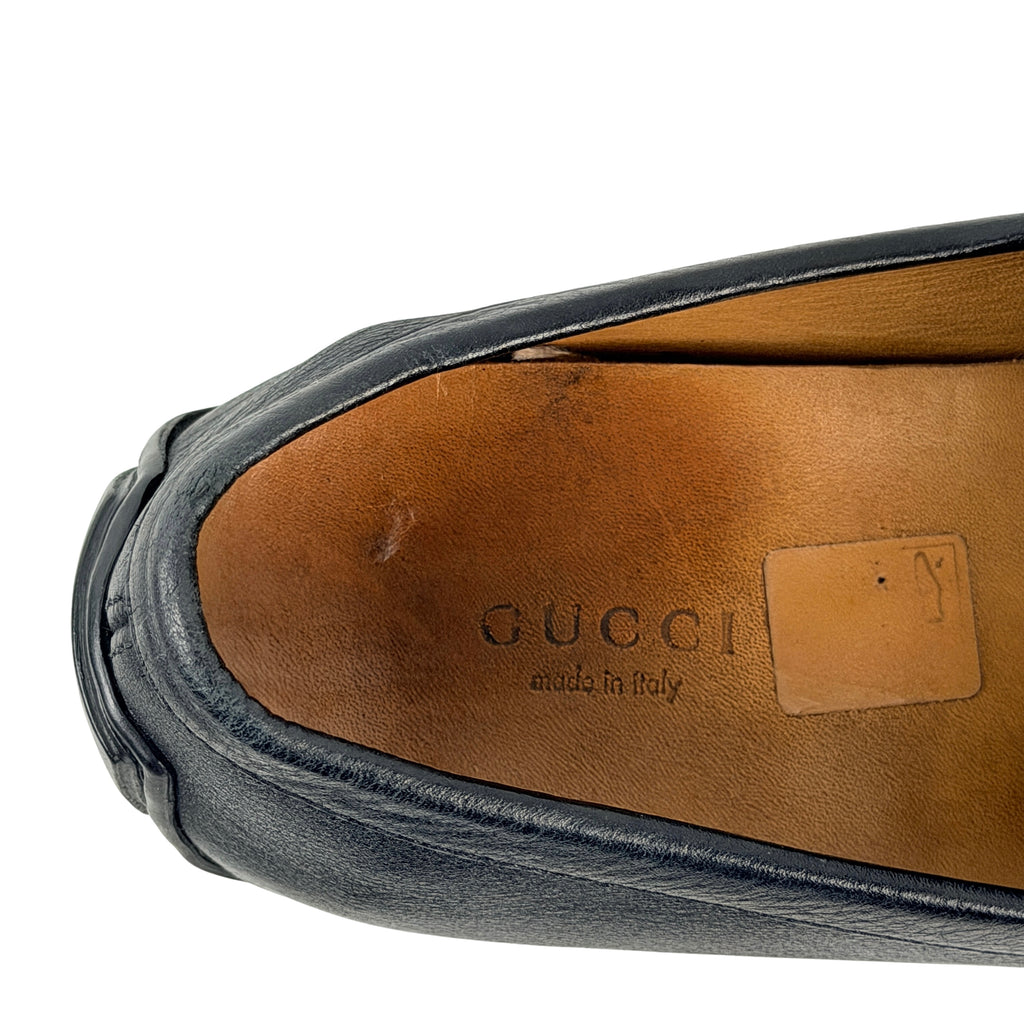 GUCCI Black Guccissima Leather Loafers/Moccasins (Size 38)