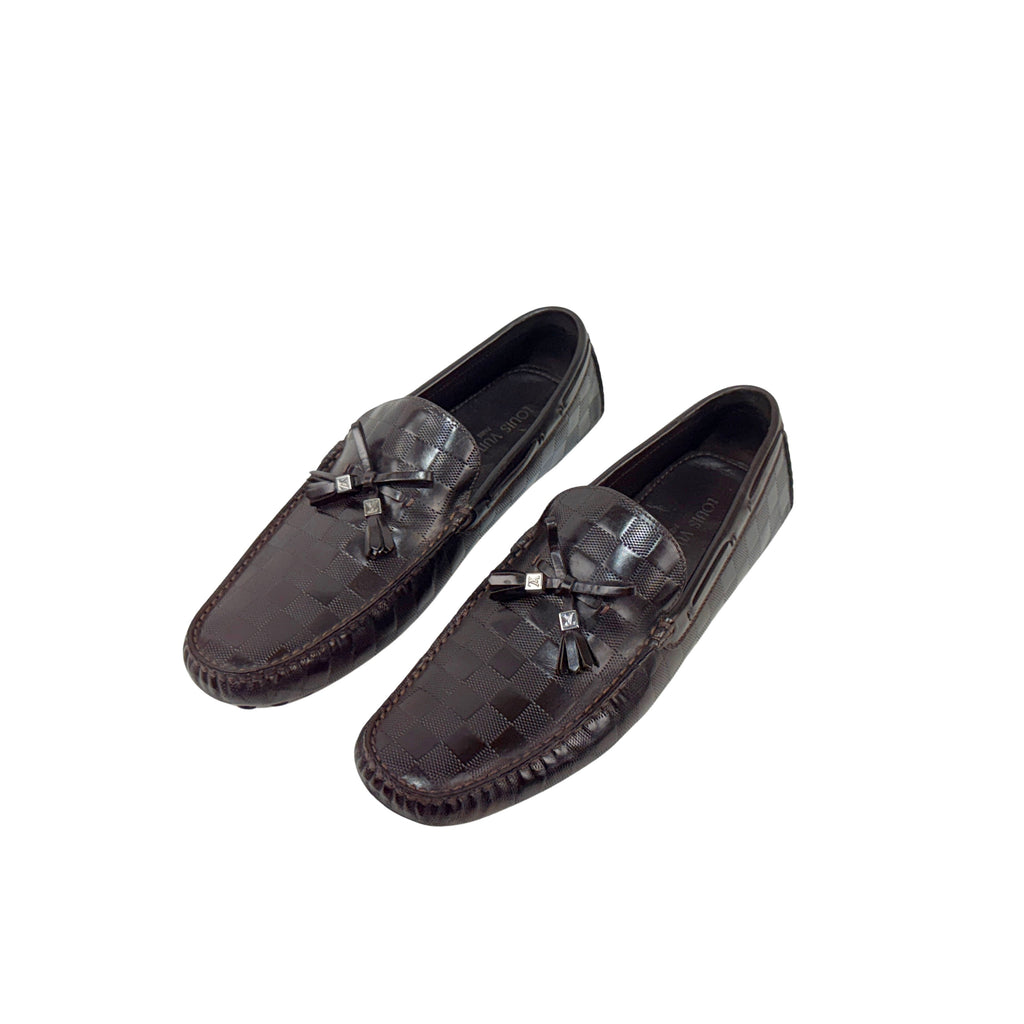 LOUIS VUITTON Tassel Driving/Loafers/Moccasins Signature Brown Damier (Size 45)