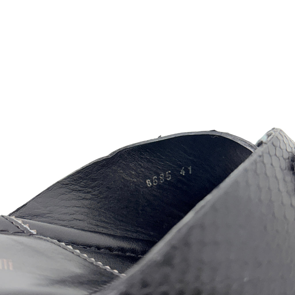 ROBERTO CAVALLI Men’s Black Snakeskin Leather Slippers/sandals/Slides (Size 42)