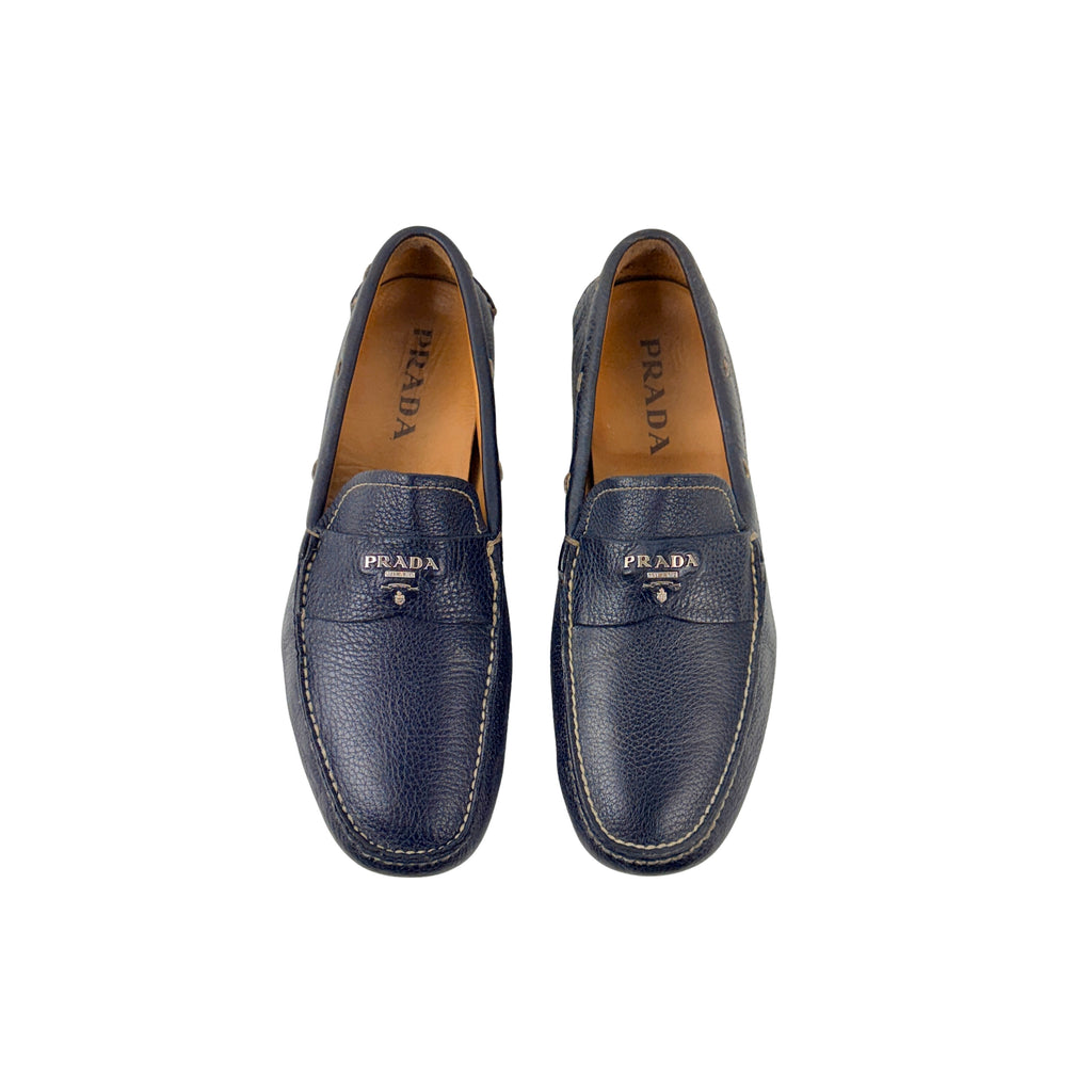 PRADA Grain Leather Blue Loafers/Moccasins (Size 41.5/42)