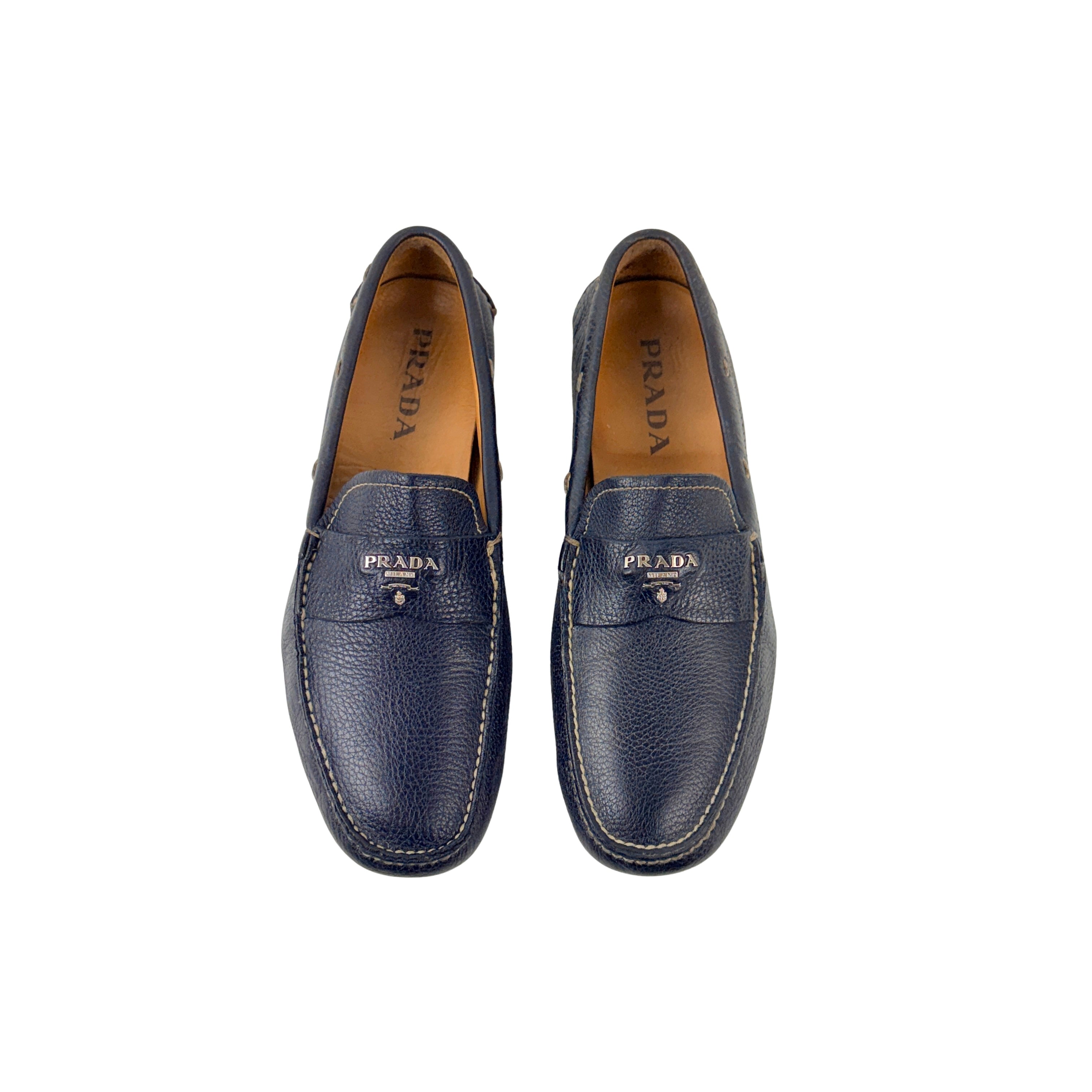 PRADA Grain Leather Blue Loafers/Moccasins (Size 41.5/42)
