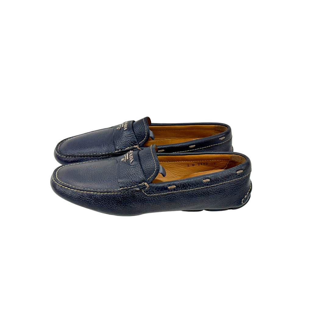 PRADA Grain Leather Blue Loafers/Moccasins (Size 41.5/42)