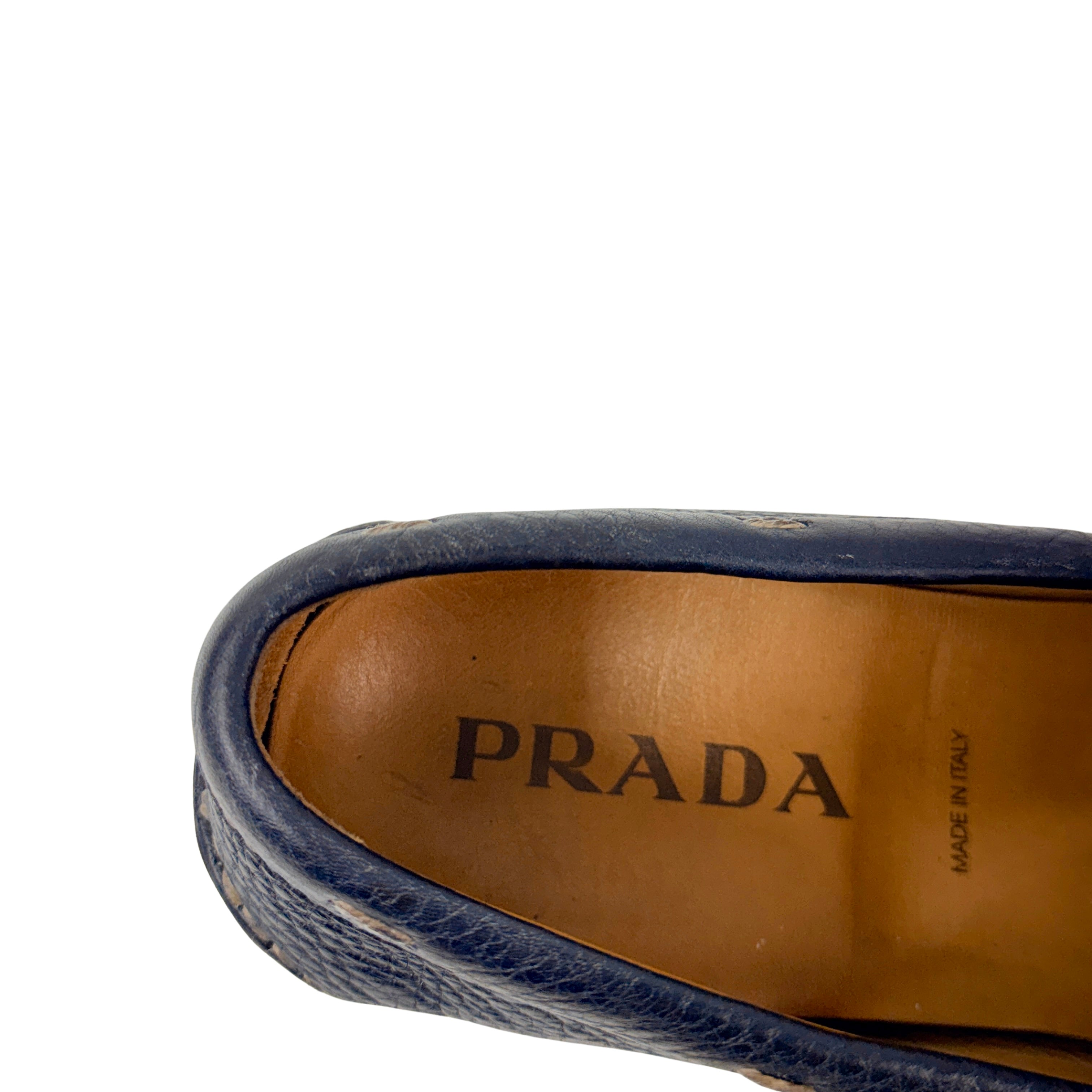 PRADA Grain Leather Blue Loafers/Moccasins (Size 41.5/42)