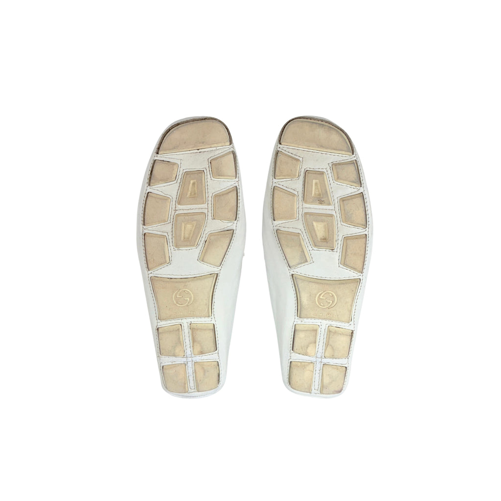 GUCCI-Web Detail Interlocking G Leather Loafers/Moccasins (Size 42)