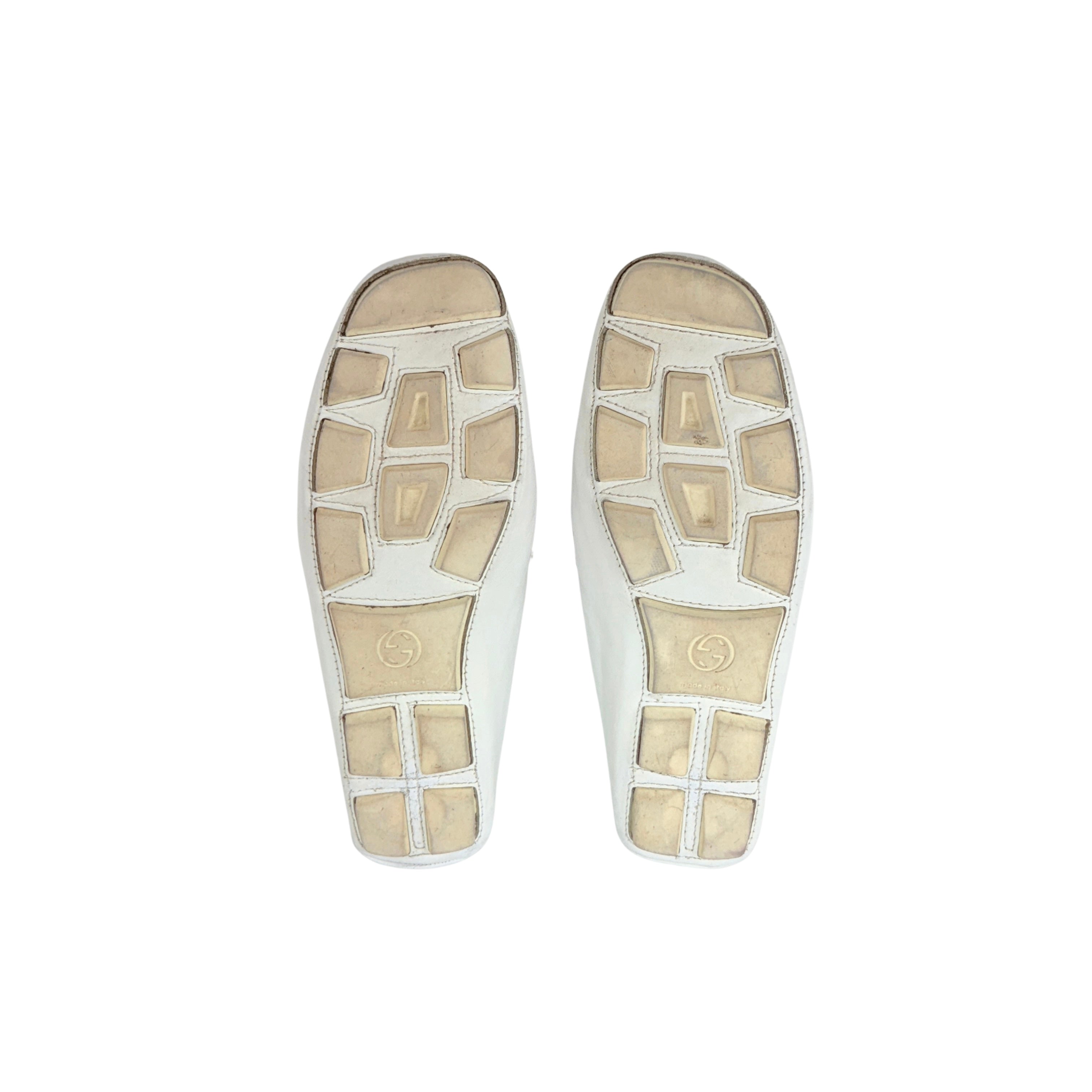 GUCCI-Web Detail Interlocking G Leather Loafers/Moccasins (Size 42)