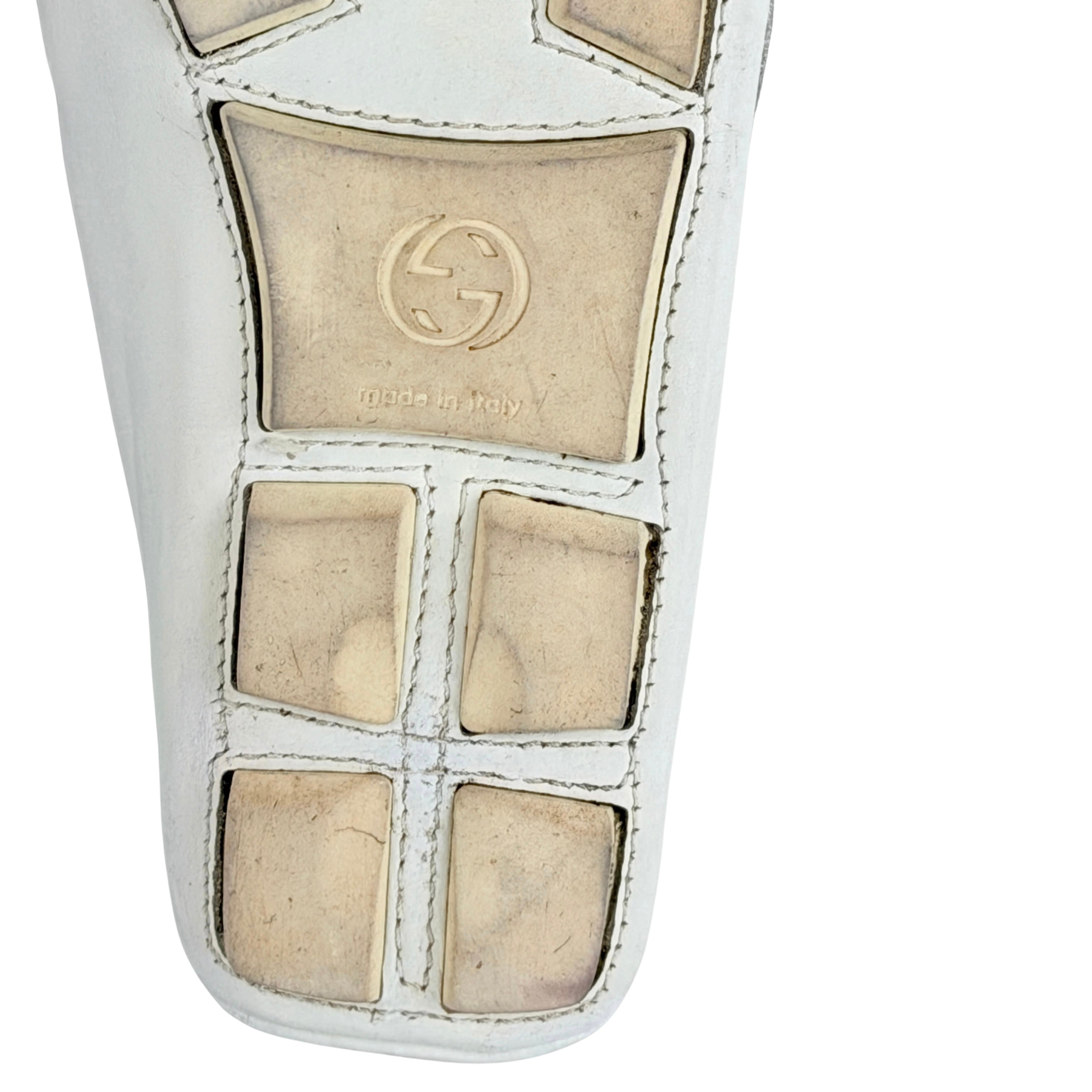 GUCCI-Web Detail Interlocking G Leather Loafers/Moccasins (Size 42)