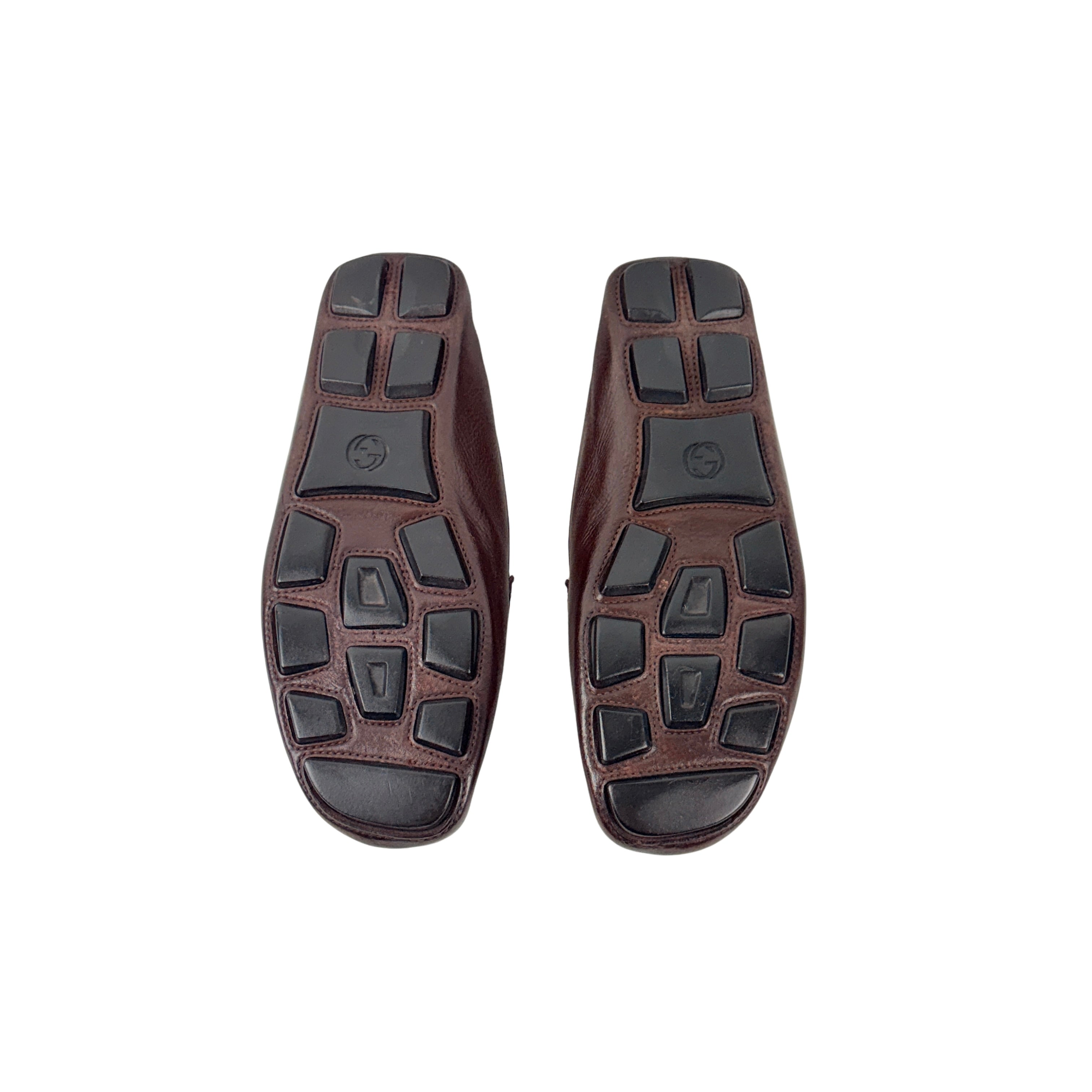 GUCCI-Classic Horsebit Grained Leather - Slip-on - Dark Brown Loafers/Moccasins (Size 44)
