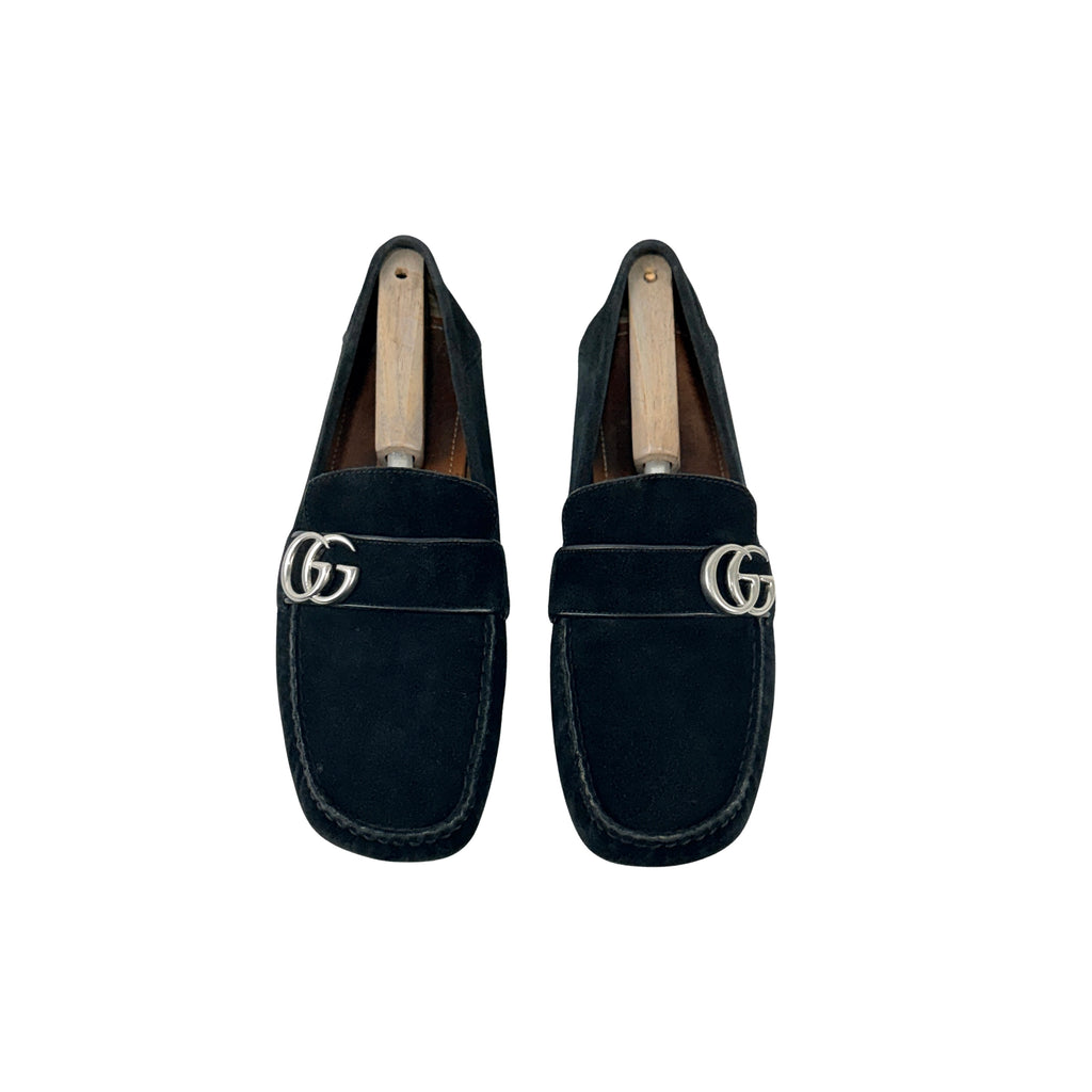 GUCCI Men’s Interlocking G Suede Leather Black Noel GG Loafers/Moccasins (Size 45)