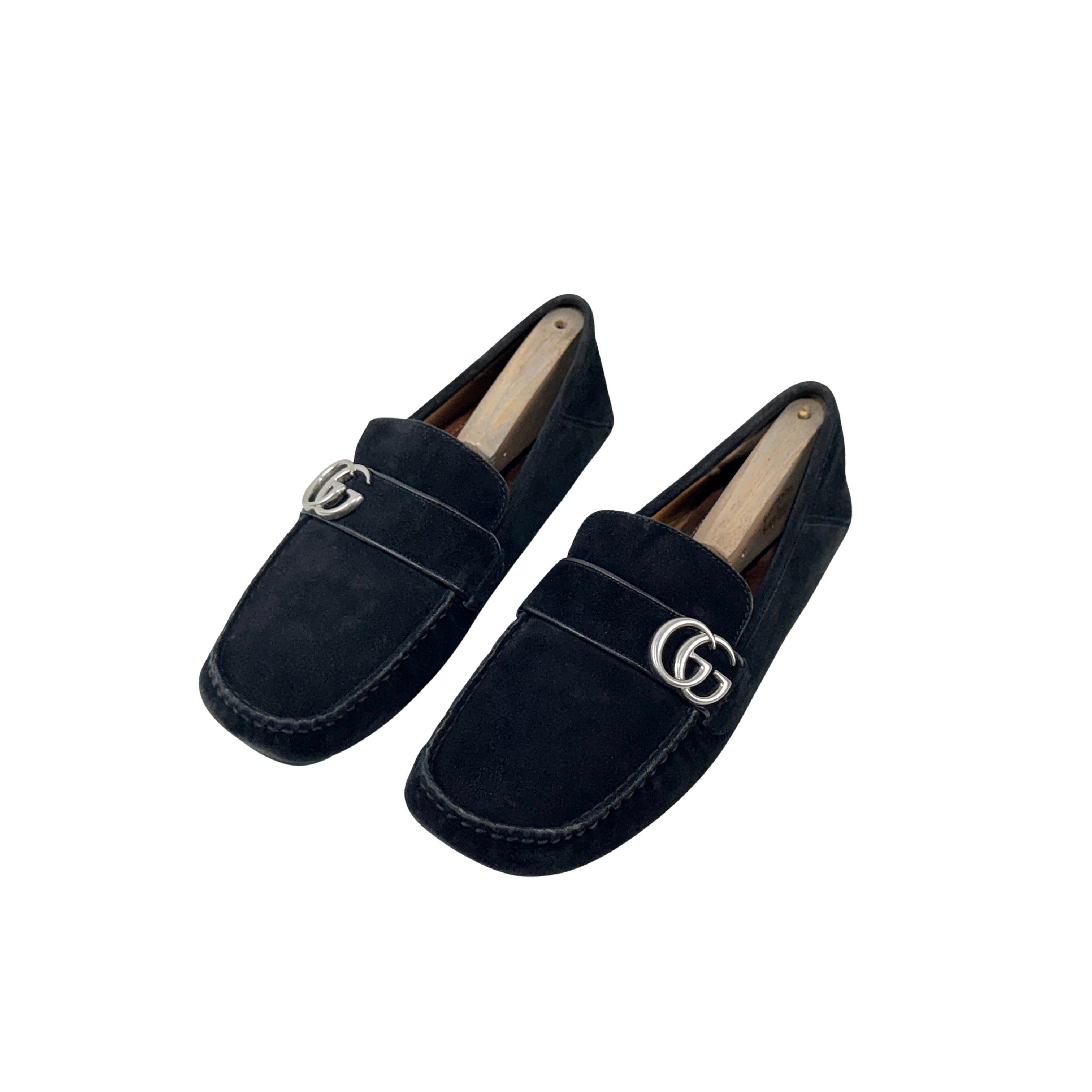 GUCCI Men’s Interlocking G Suede Leather Black Noel GG Loafers/Moccasins (Size 45)