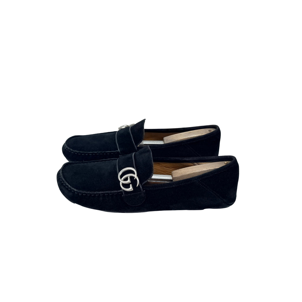GUCCI Men’s Interlocking G Suede Leather Black Noel GG Loafers/Moccasins (Size 45)