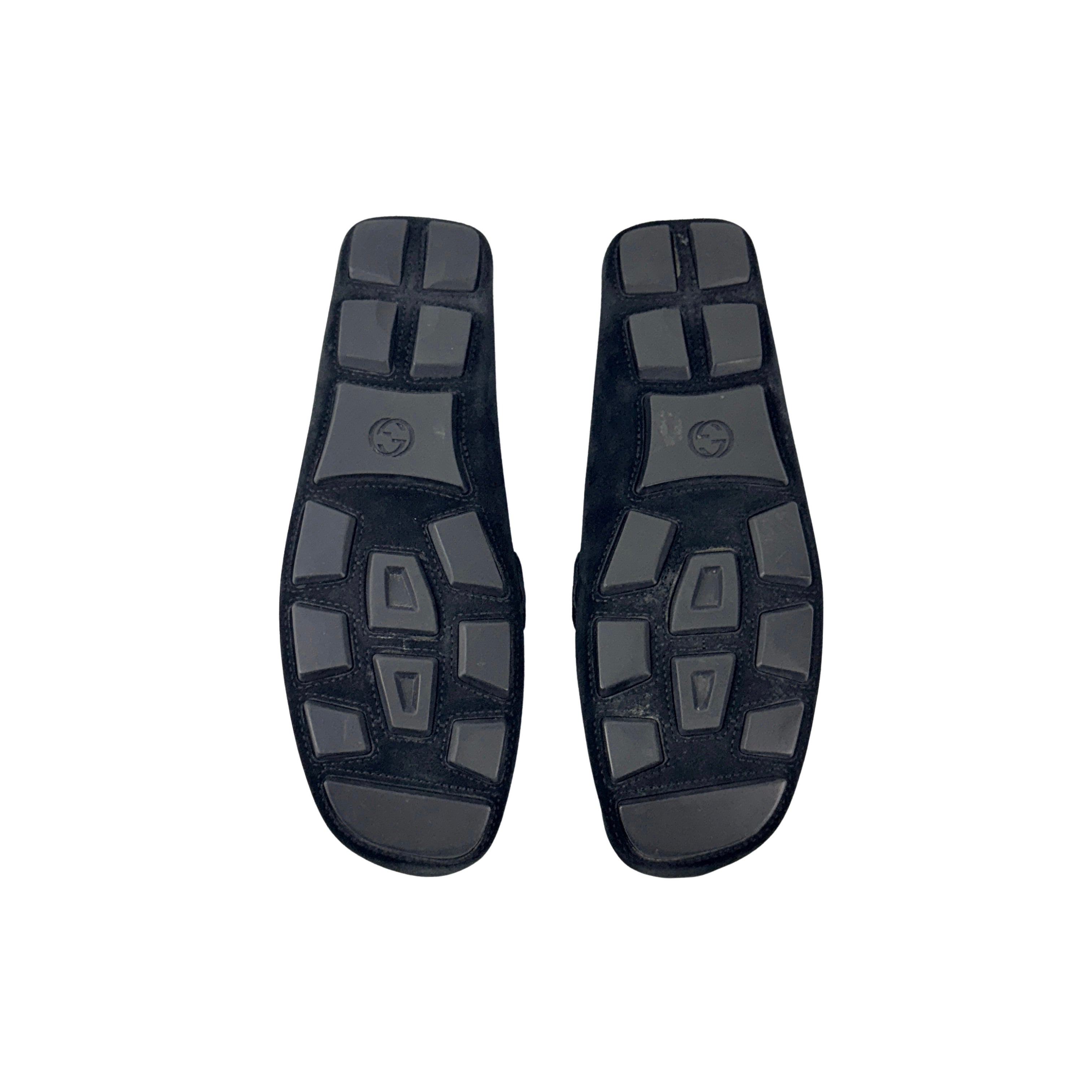 GUCCI Men’s Interlocking G Suede Leather Black Noel GG Loafers/Moccasins (Size 45)
