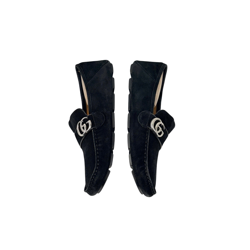 GUCCI Men’s Interlocking G Suede Leather Black Noel GG Loafers/Moccasins (Size 45)