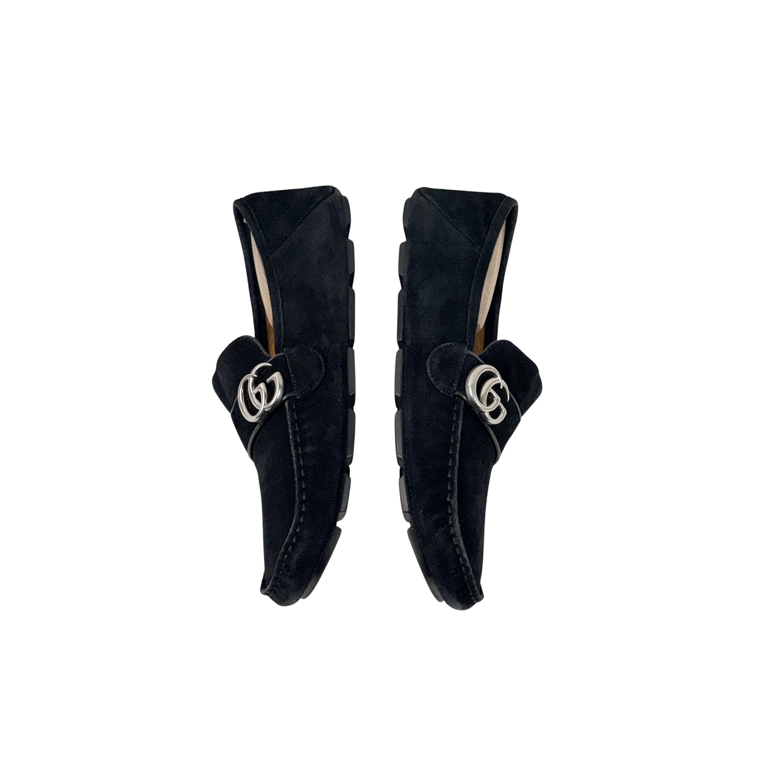 GUCCI Men’s Interlocking G Suede Leather Black Noel GG Loafers/Moccasins (Size 45)