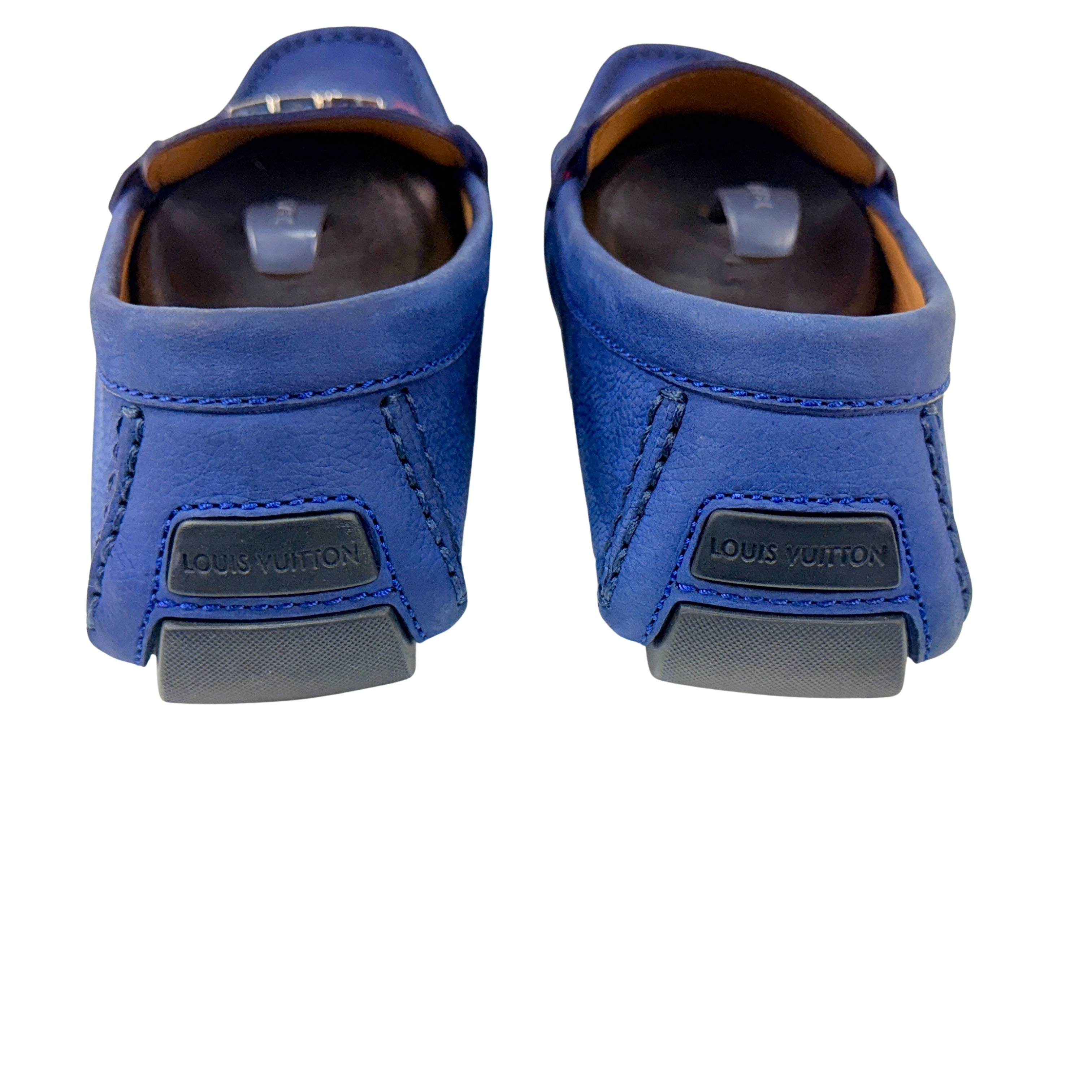 LOUIS VUITTON Blue Neubic Leather Monte Carlo Loafers/Moccasins (Size 42.5)