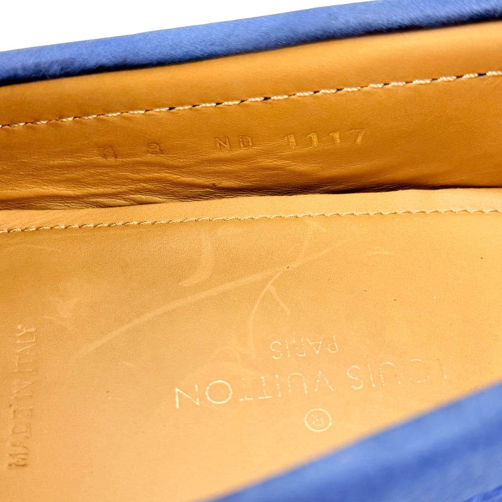 LOUIS VUITTON Blue Neubic Leather Monte Carlo Loafers/Moccasins (Size 42.5)