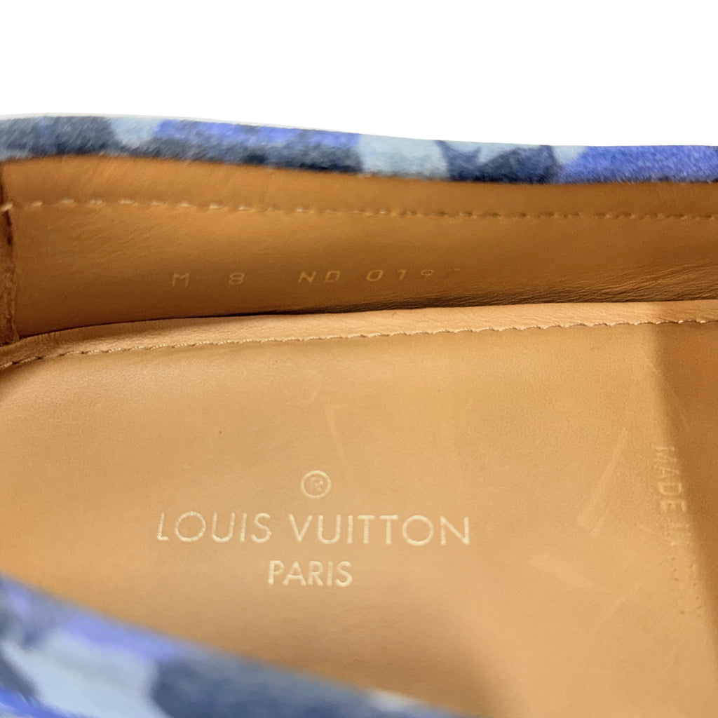 LOUIS VUITTON Blue Camouflage Monogram Loafers/Mocassins (Size 42.5)