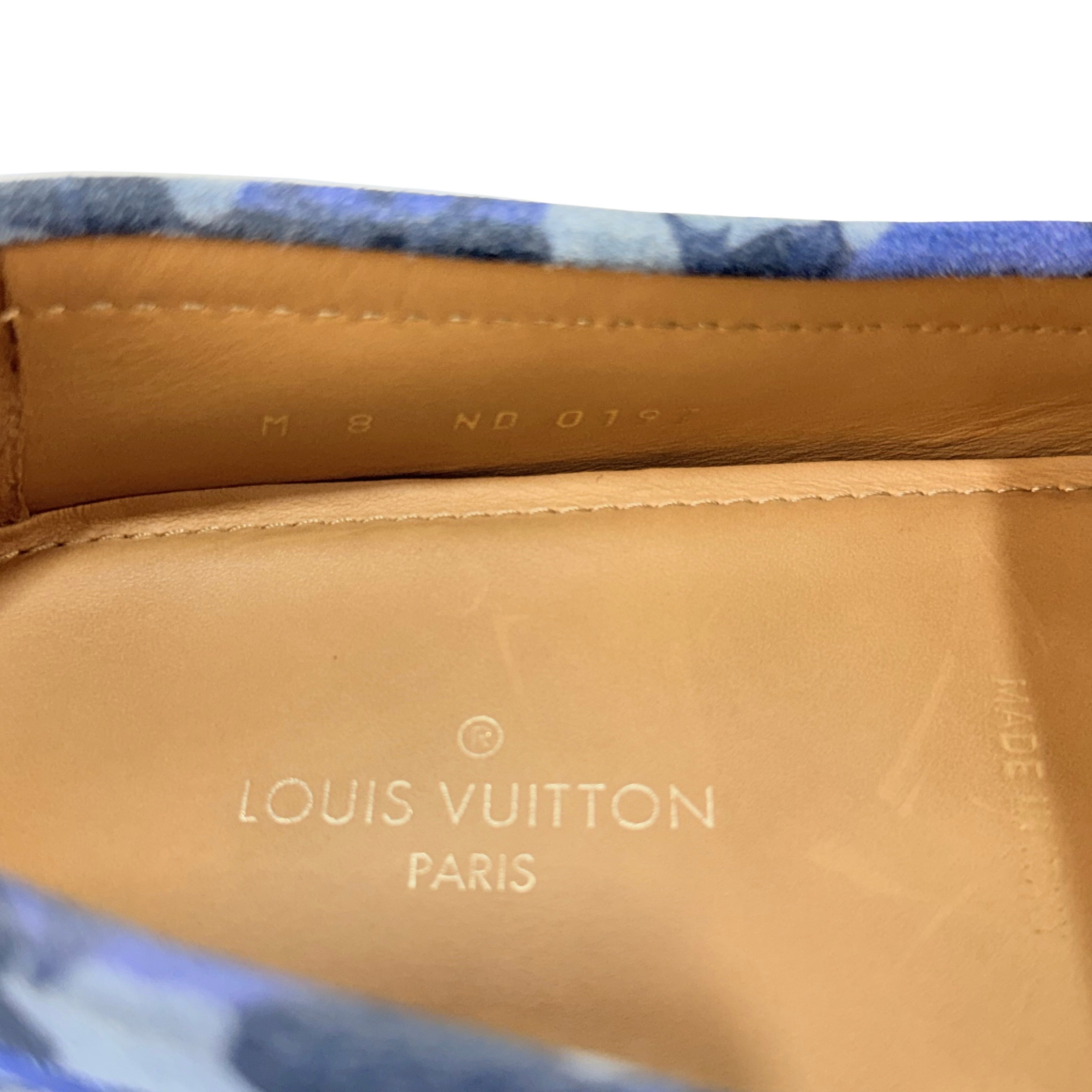 LOUIS VUITTON Blue Camouflage Monogram Loafers/Mocassins (Size 42.5)