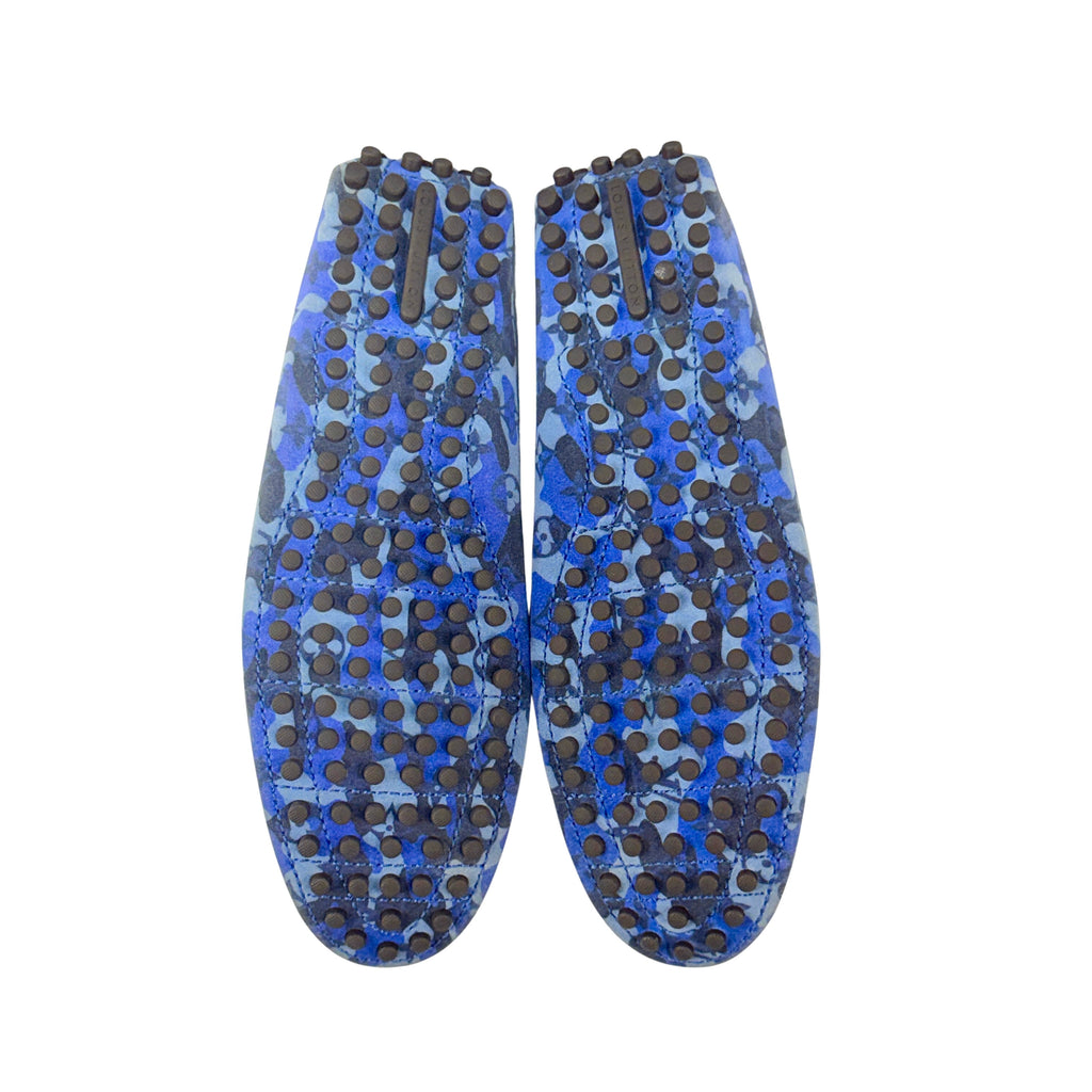 LOUIS VUITTON Blue Camouflage Monogram Loafers/Mocassins (Size 42.5)