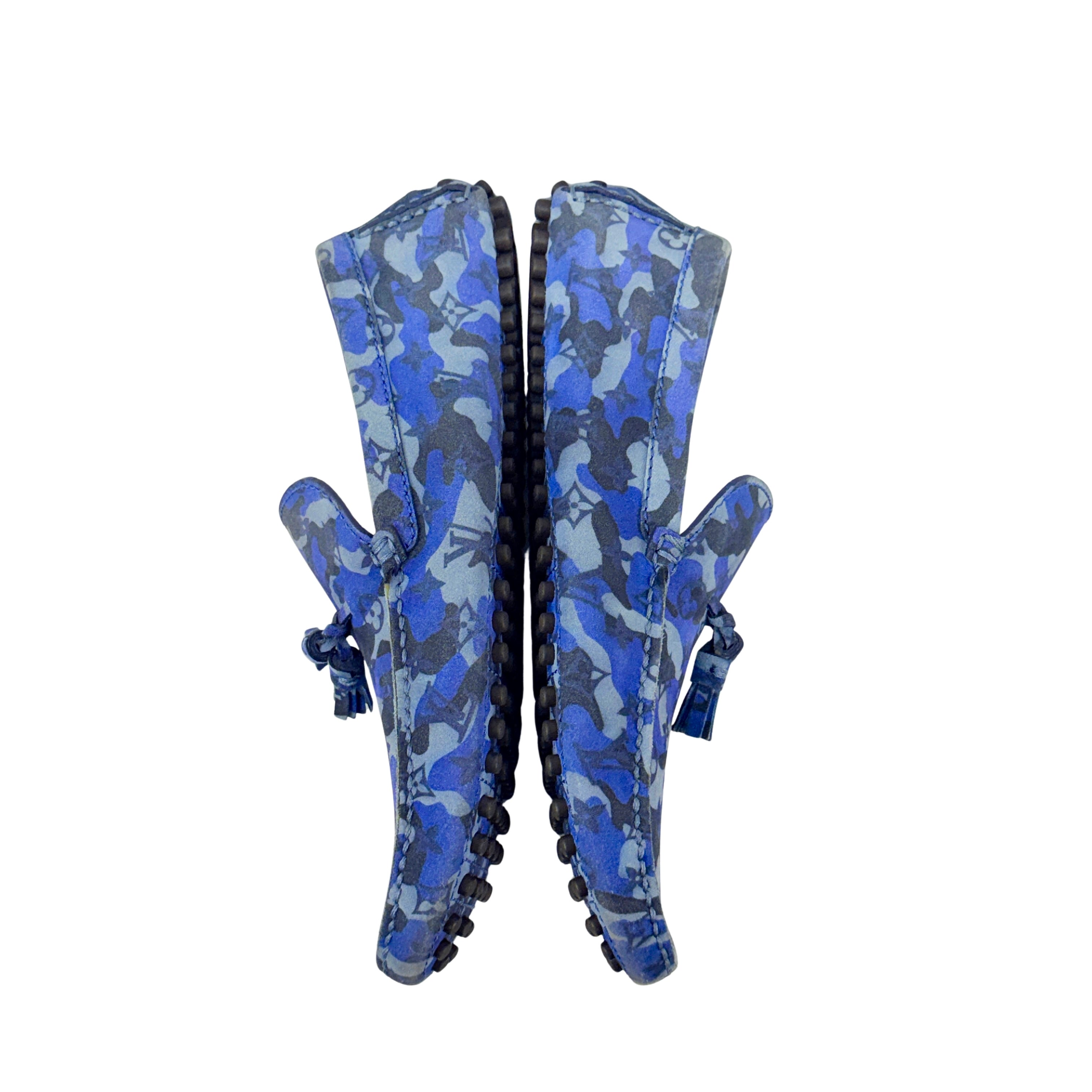 LOUIS VUITTON Blue Camouflage Monogram Loafers/Mocassins (Size 42.5)