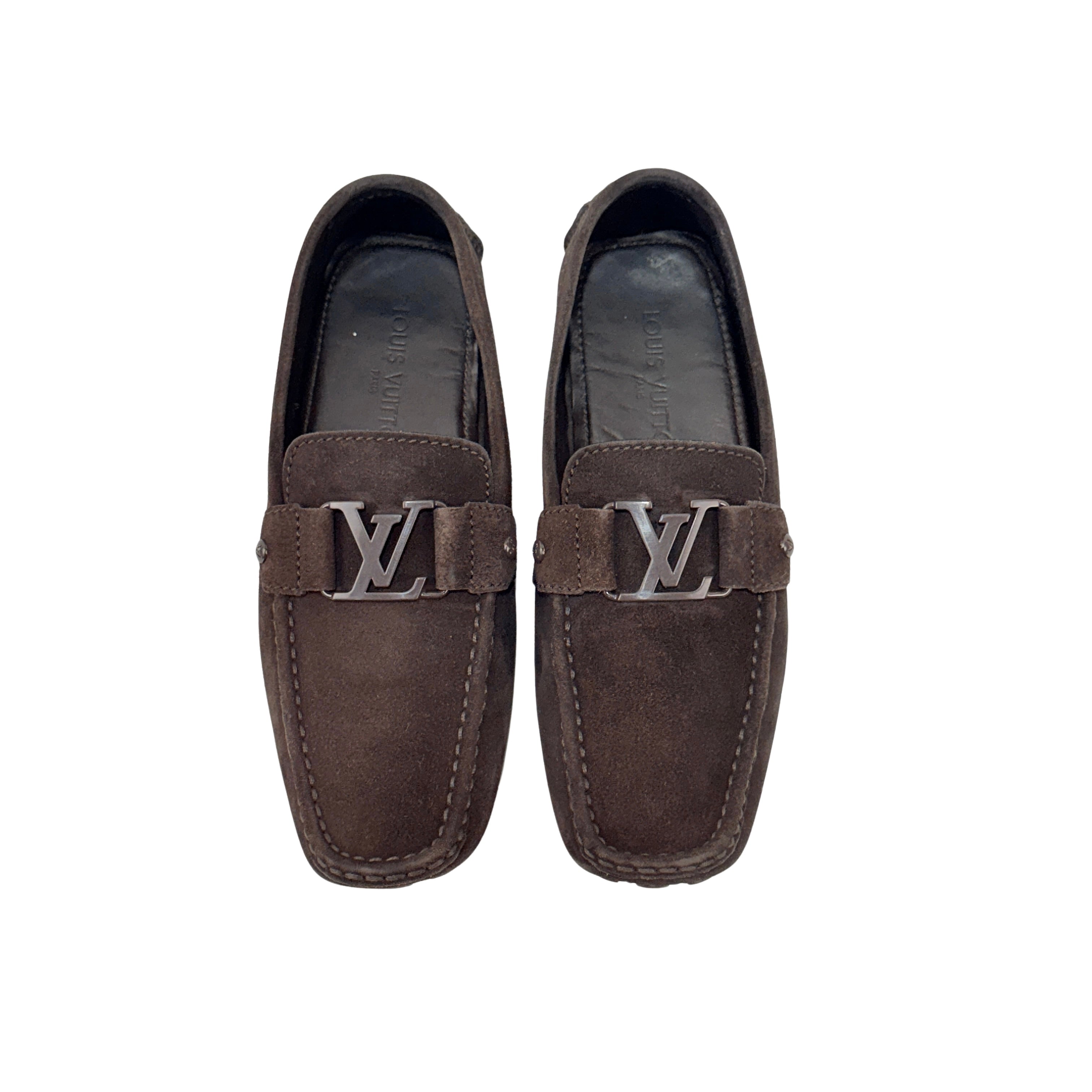 LOUIS VUITTON Brown Monte Carlo Suede Leather Loafers/Moccasins (Size 42)