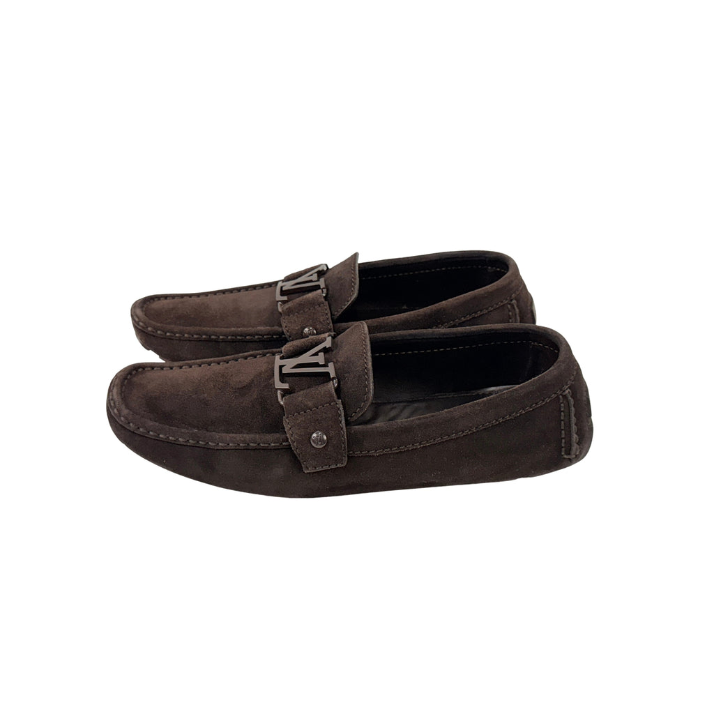 LOUIS VUITTON Brown Monte Carlo Suede Leather Loafers/Moccasins (Size 42)