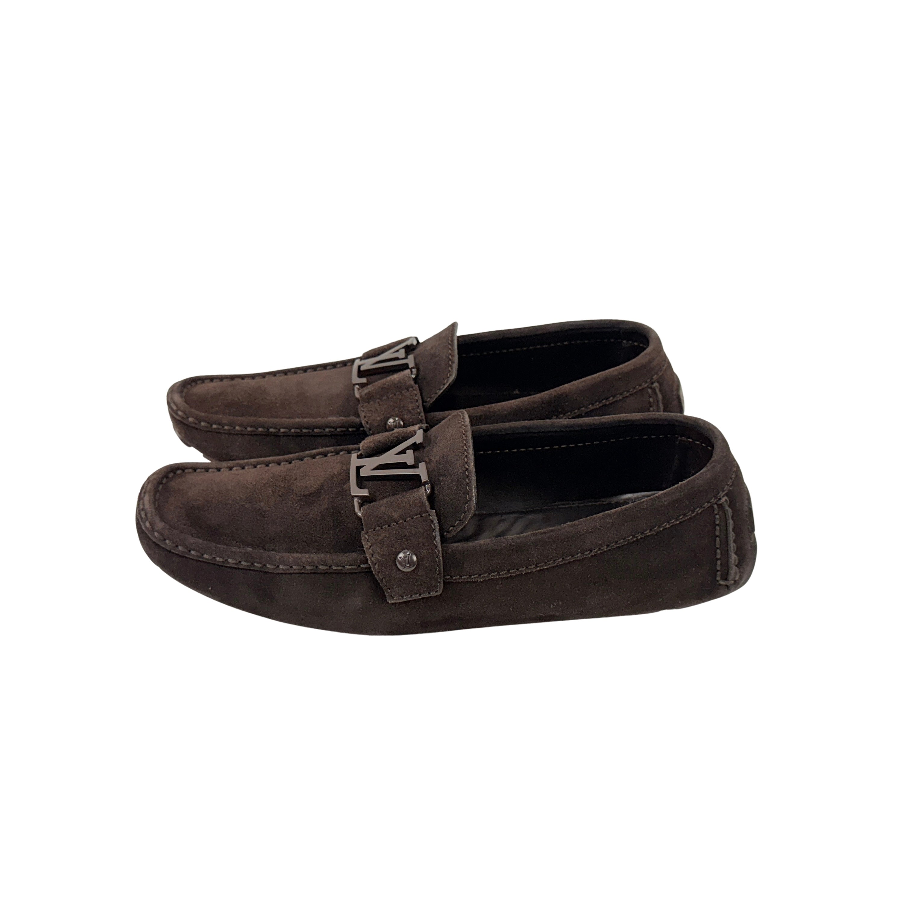 LOUIS VUITTON Brown Monte Carlo Suede Leather Loafers/Moccasins (Size 42)