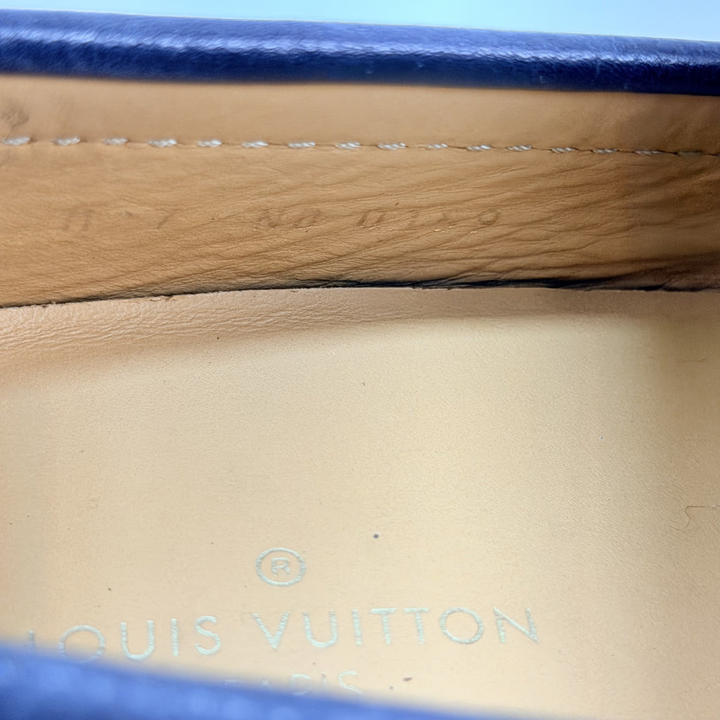 LOUIS VUITTON Monte Carlo Grained Calf Leather Navy Blue Loafers/Moccasins(Size 42)
