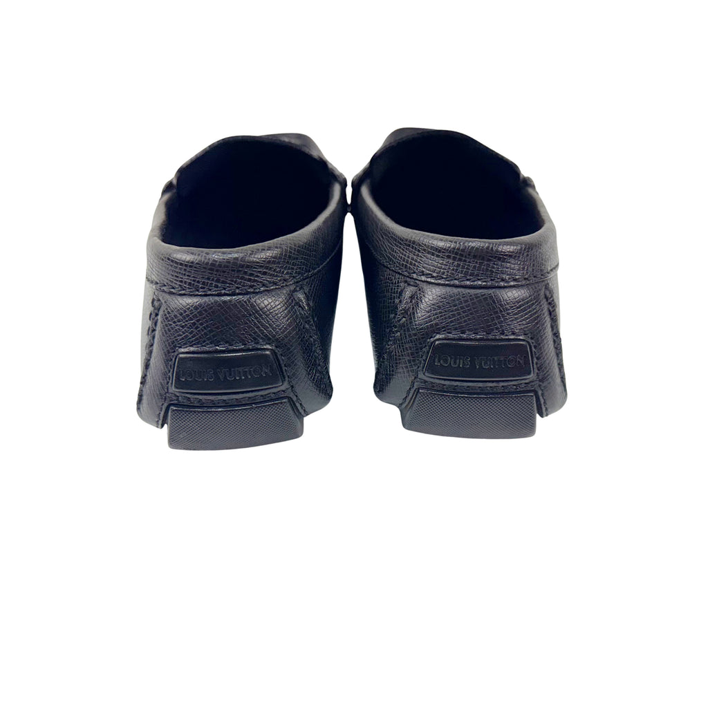 LOUIS VUITTON  Monte Carlo Loafers/Moccasins Crafted From Dark Grey Textured Leather(Size 40)