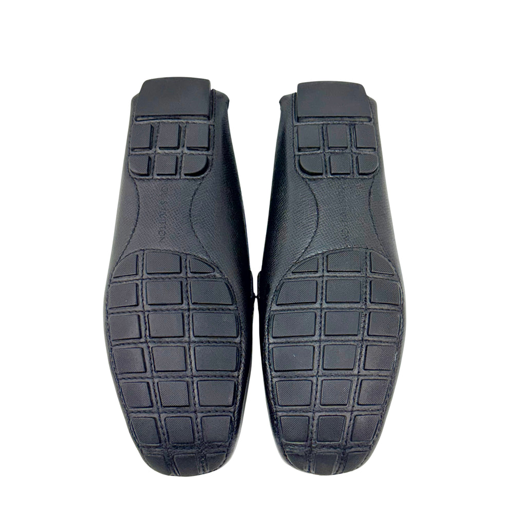 LOUIS VUITTON  Monte Carlo Loafers/Moccasins Crafted From Dark Grey Textured Leather(Size 40)