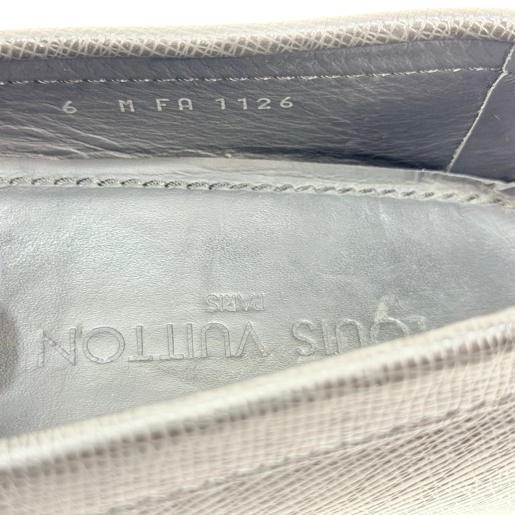 LOUIS VUITTON  Monte Carlo Loafers/Moccasins Crafted From Dark Grey Textured Leather(Size 40)