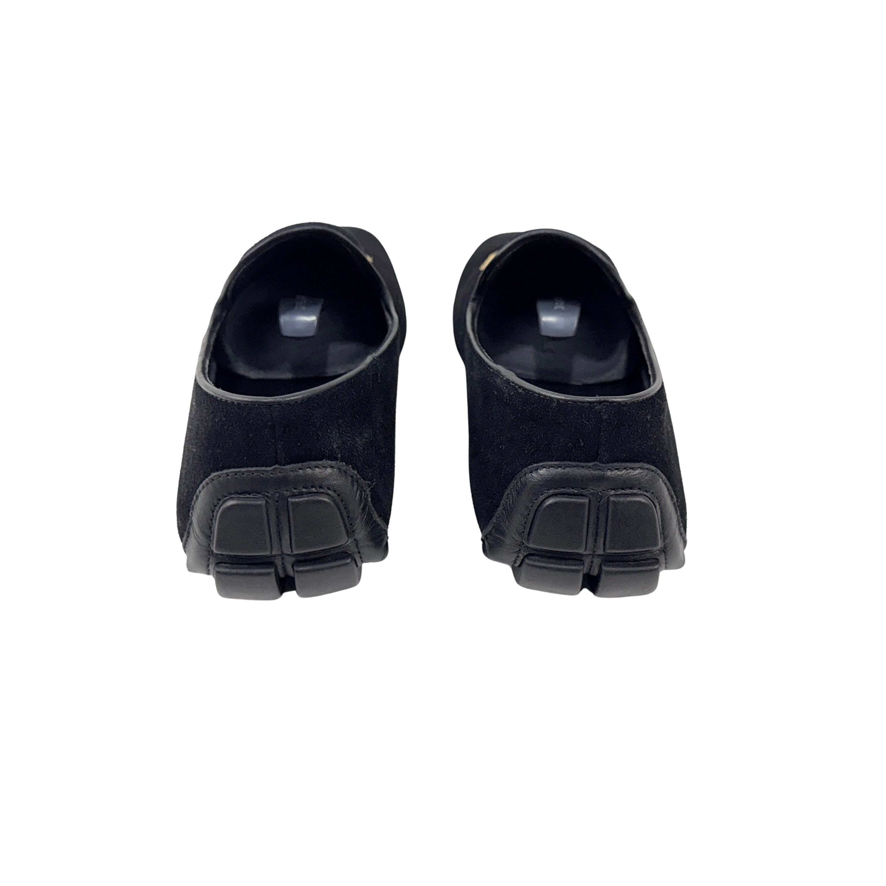 BILLIONAIRE Hand-Embroidered Coat-Of-Arms (Crest) On The Vamp Black Velvet Loafers/Moccasins (Size 41)