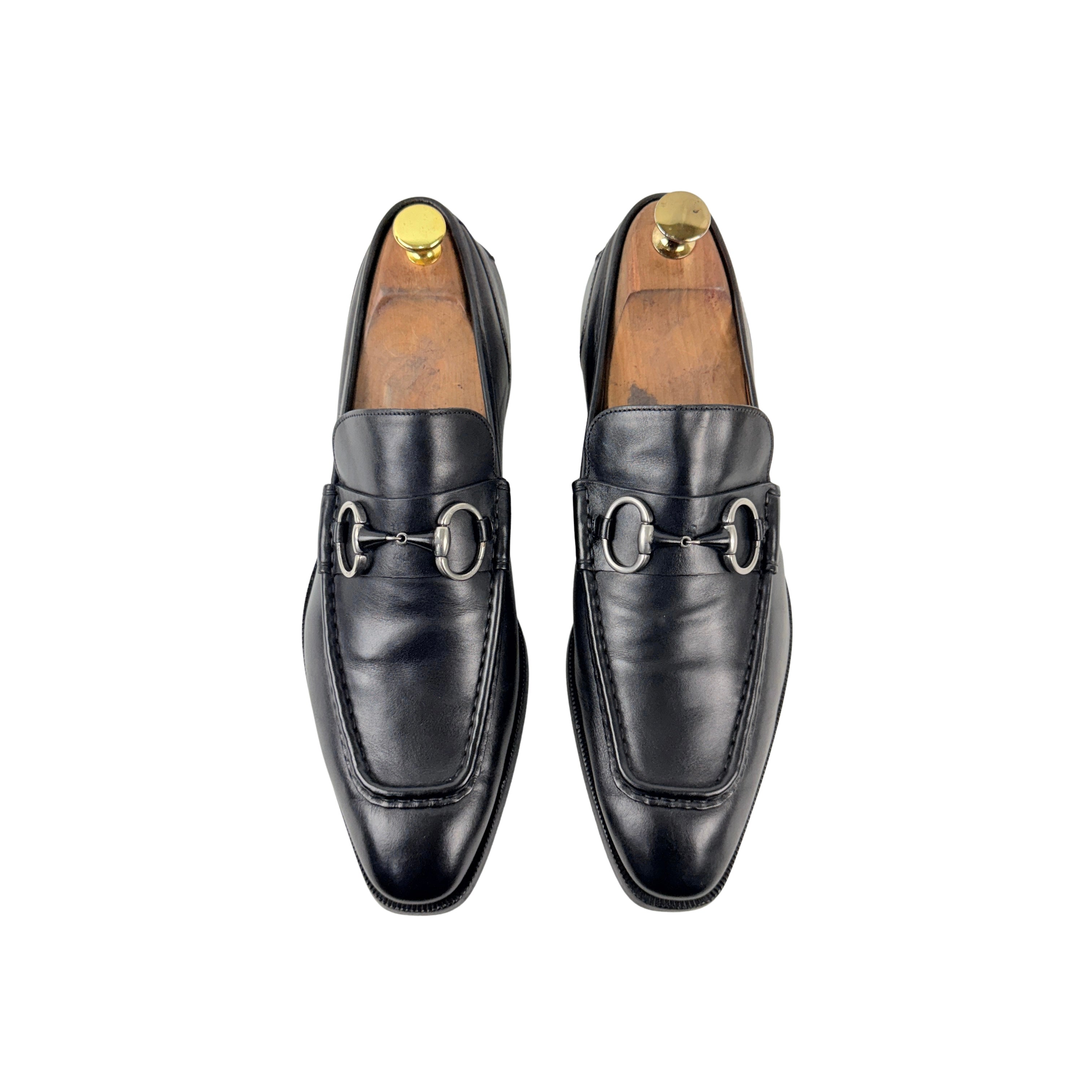 GUCCI-Classic Horsebit Black Leather Loafers/Moccasins (Size 43)