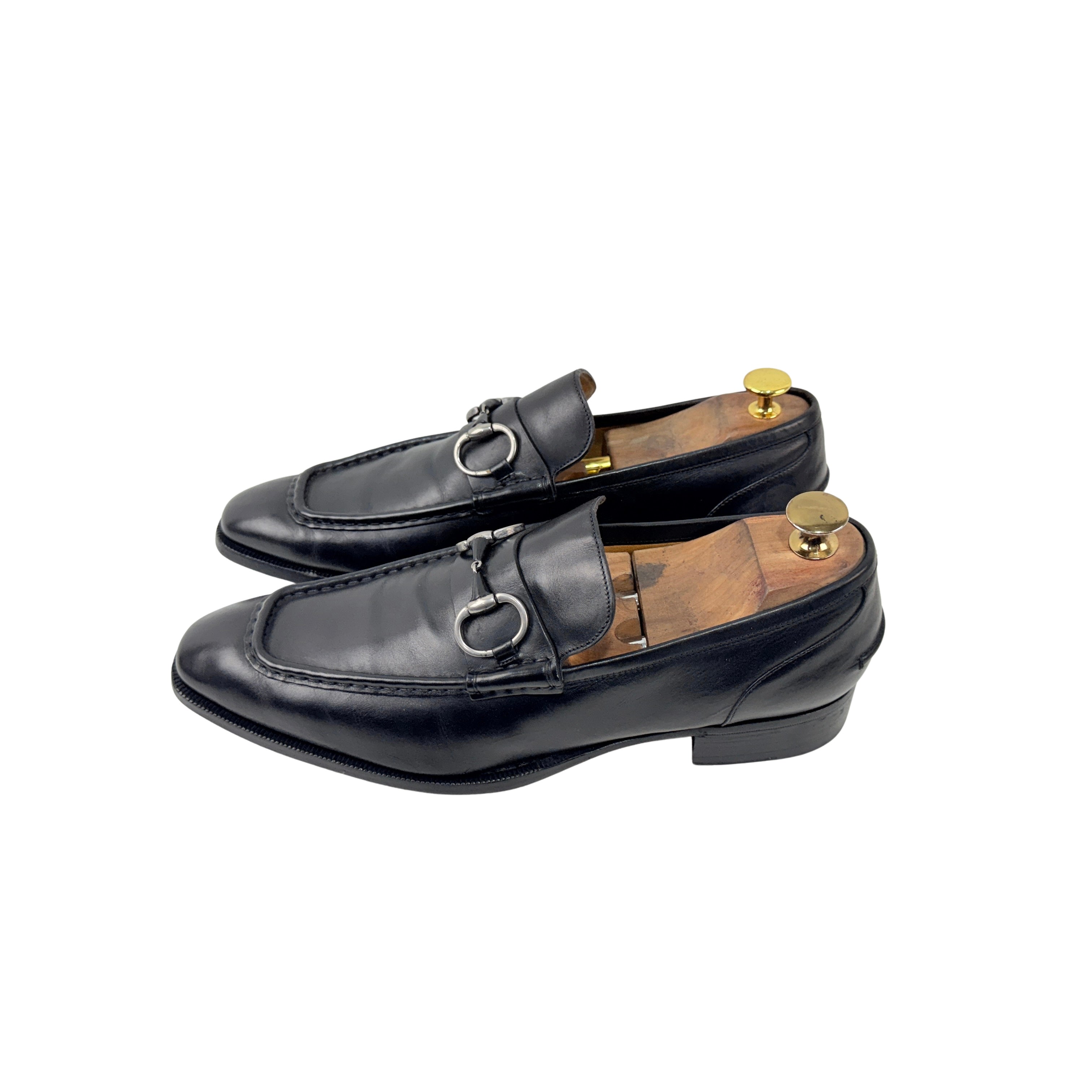 GUCCI-Classic Horsebit Black Leather Loafers/Moccasins (Size 43)
