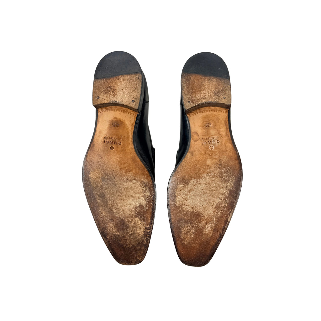 GUCCI-Classic Horsebit Black Leather Loafers/Moccasins (Size 43)
