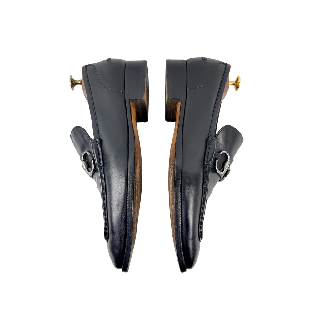 GUCCI-Classic Horsebit Black Leather Loafers/Moccasins (Size 43)